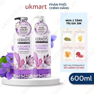 Dầu gội & dầu xả hương nước hoa hỗ trợ phục hồi tóc hư tổn kerasys 600ml perfume elegance & sensual