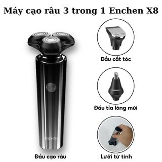 Máy cạo râu đa năng 3 trong 1 ENCHEN X8  kiêm tông đơ cắt tóc, máy tỉa lông mũi, chống nước IPX7, pin sạc tiện lợi