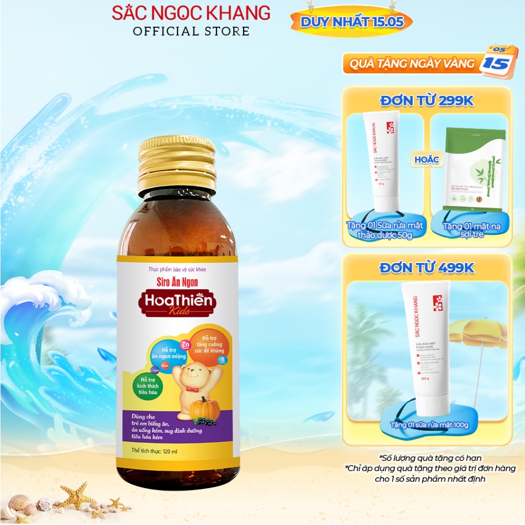 Siro Ăn Ngon Hoa Thiên SẮC NGỌC KHANG giúp hổ trợ kích thích hệ tiêu hóa & ăn ngon miệng chai 120ml