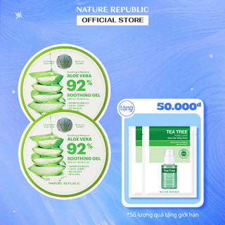 Combo 2 Nature Republic Gel dưỡng da Soothing & Moisture Aloe Vera 92% Soothing Gel (Jar) 300ml