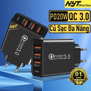 Củ Sạc Nhanh Type C PD 25W + USB QC 3.0 Cao Cấp NYT CS102 - BH 12T Đổi Mới