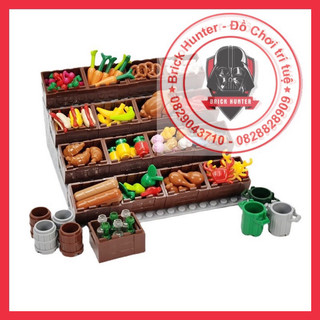 phụ kiện đồ ăn minifigures : bánh mì , bánh sừng bò , đùi gà