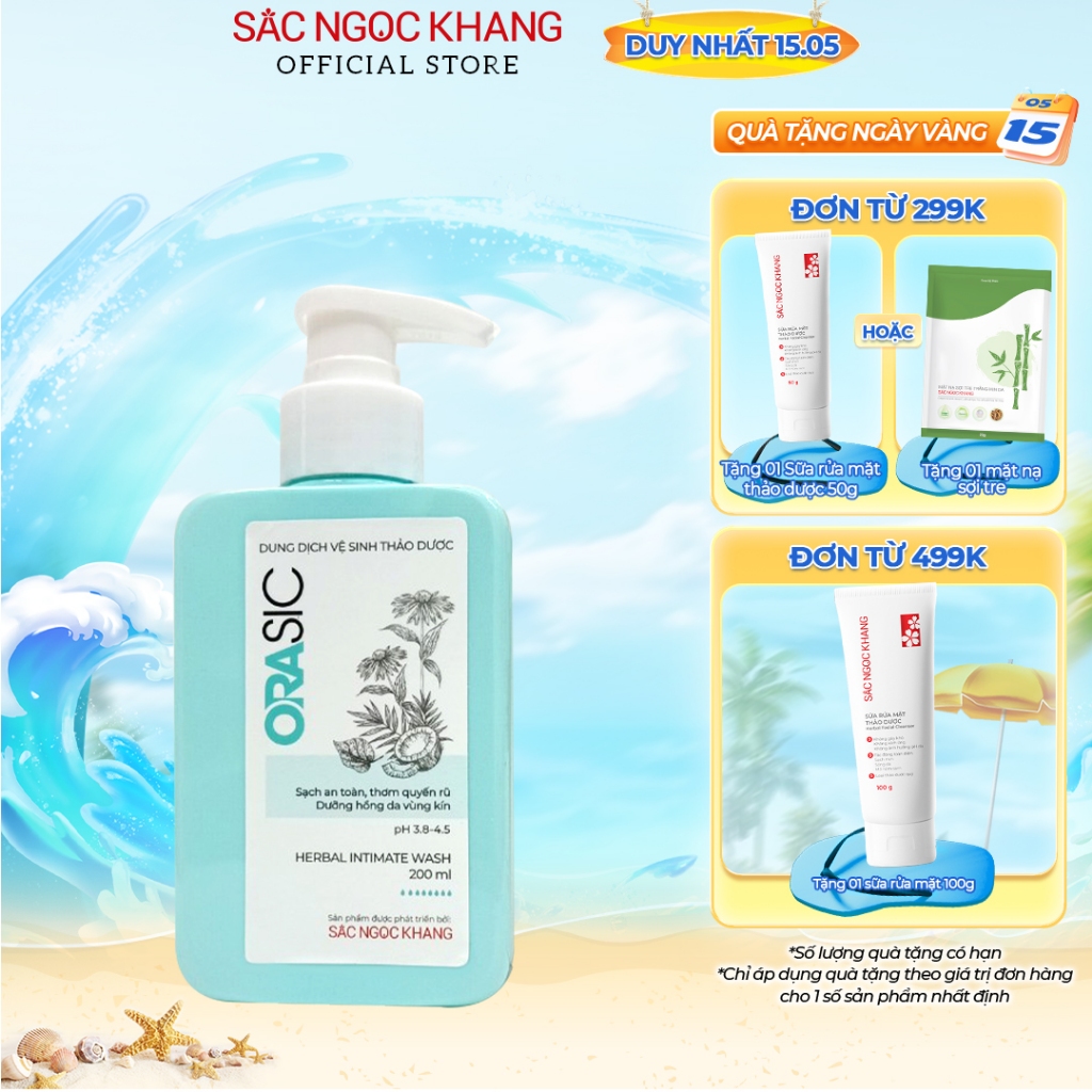 Dung dịch vệ sinh phụ nữ ORASIC Sắc Ngọc Khang_Tinh chất lá trầu không 200ml