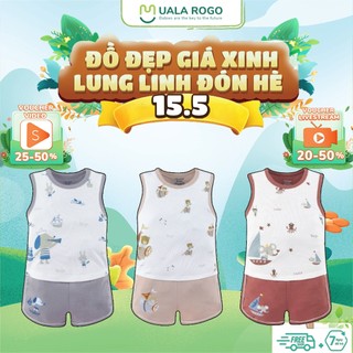 Bộ ba lỗ cho bé Ualarogo từ 9 tháng - 4 tuổi sát nách vải Petit thấm hút mềm mại co giãn thoáng khí 2336