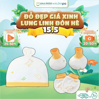 Set bao tay chân mũ cho bé sơ sinh Mompa vải Modal thoáng khí co giãn thấm hút mồ hôi 953 955