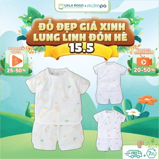 Bộ cộc tay cho bé sơ sinh Mompa 0 - 9 tháng cài chéo vải Modal co giãn mềm mại thấm hút thoáng khí 291