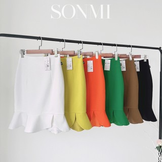 Chân váy đuôi cá ngắn xẻ tà ôm body dáng công sở SONMI Hàn Quốc thiết kế cao cấp màu đen trắng đỏ vàng NAIA MURRAY SK106