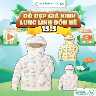 Áo chống nắng cho bé Mompa 1 - 5 tuổi vải Cotton chống tia UV có chùm mu bàn tay mũ chùm đầu che mặt 529