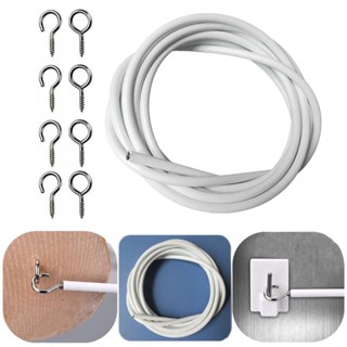 ( Dài 2M/3M/5M ) Bộ Dây Treo Rèm Cửa Sổ, Dây Phơi Đồ, Dây Cáp Treo Tường Đa Dụng ( Kèm Khoen Tròn Và Móc )