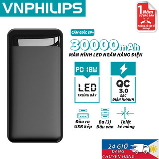 VNPHILIPS Sạc dự phòng 30000mAh Sạc nhanh 22,5W Type-C PD20W Sạc nhanh hai chiều