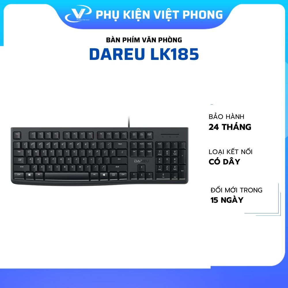 BÀN PHÍM VĂN PHÒNG DAREU LK185 USB BLACK [HÀNG FULL VAT]