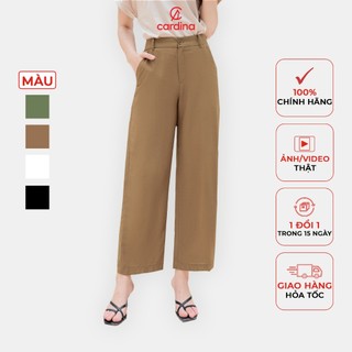 Quần nữ CARDINA chất liệu đũi bamboo suông cạp cao thoáng mát nhẹ nhàng thoáng mát thoải mái 4QDT05