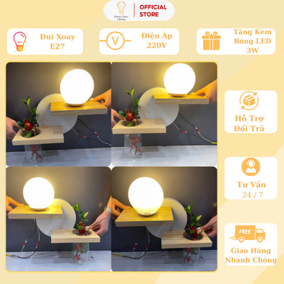 Đèn Tường Energy Green Lighting Kệ Gỗ DT-3639 Chao Thủy Tinh - Trang Trí Phòng Làm Việc - Phòng Ngủ - Bảo Hành 1 Năm