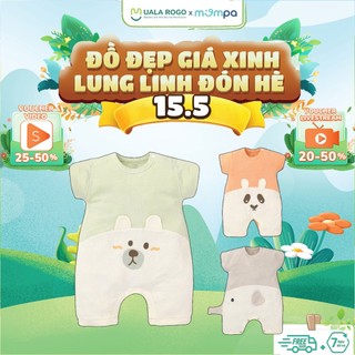 Bodysuit cộc tay cho bé sơ sinh Mompa từ 0 - 9 tháng cài vai vải Petit co giãn mềm mại thoáng mát Jumpsuit 450