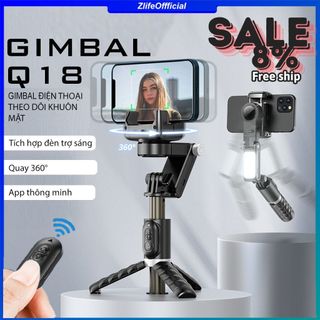 Gimbal Q18 Tích Hợp AI Theo Dõi Chuyển Động Khuôn Mặt - Gimbal Q18 Chống Rung Điện Thoại Có Tích Hợp Đèn Trợ Sáng 9 Cấp
