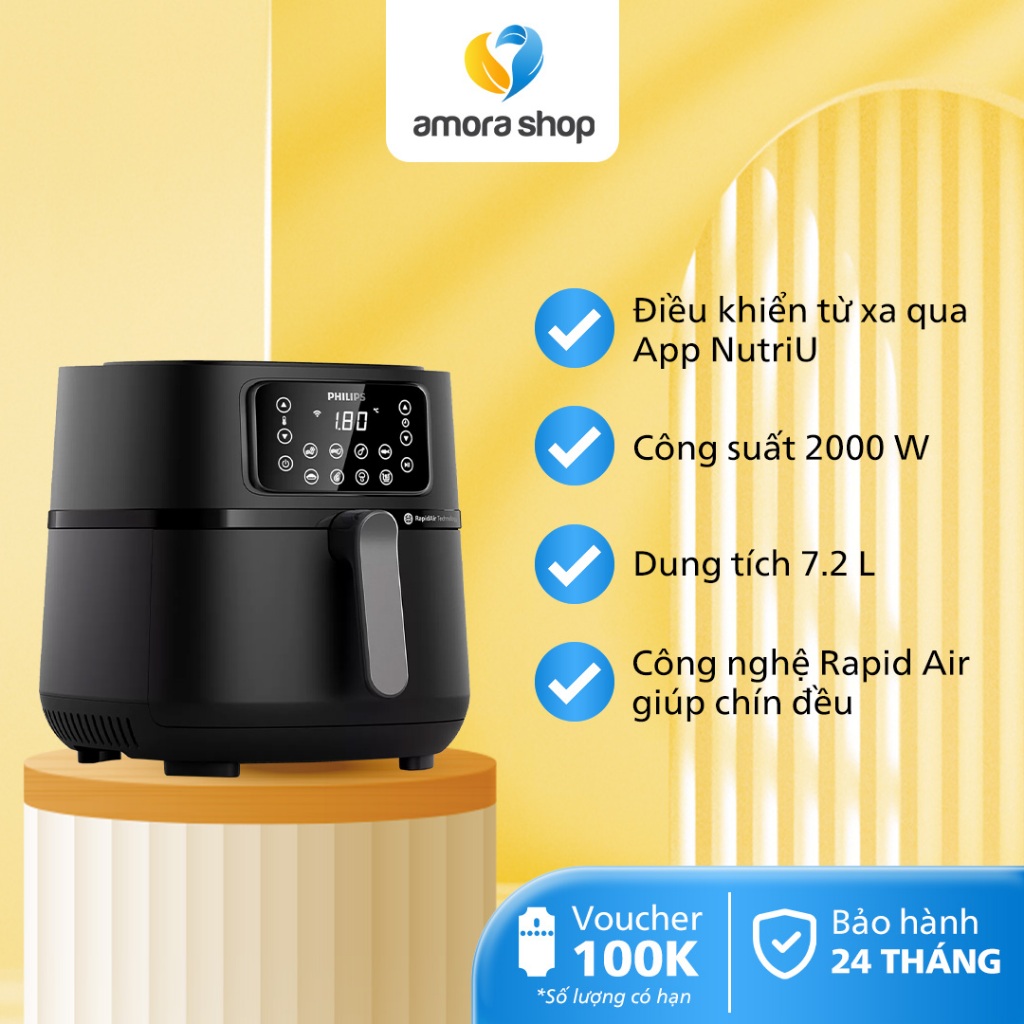 Nồi Chiên Không Dầu PHILIPS HD9285/90, Dung Tích Lớn 7.2 Lít, Bảo Hành Chính Hãng 24 Tháng