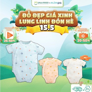 Bodychip cộc tay cho bé Mompa từ 0-9 tháng cúc chéo vải PETIT co giãn mềm mại thoáng mát 424