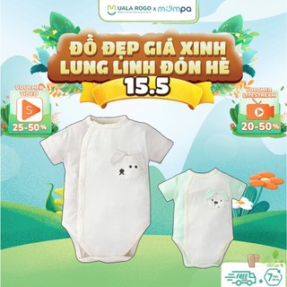 Bodychip cộc tay cho bé Mompa từ 0-9 tháng cúc chéo vải sợi tre Bamboo co giãn mềm mại thoáng mát Jumpsuit 444