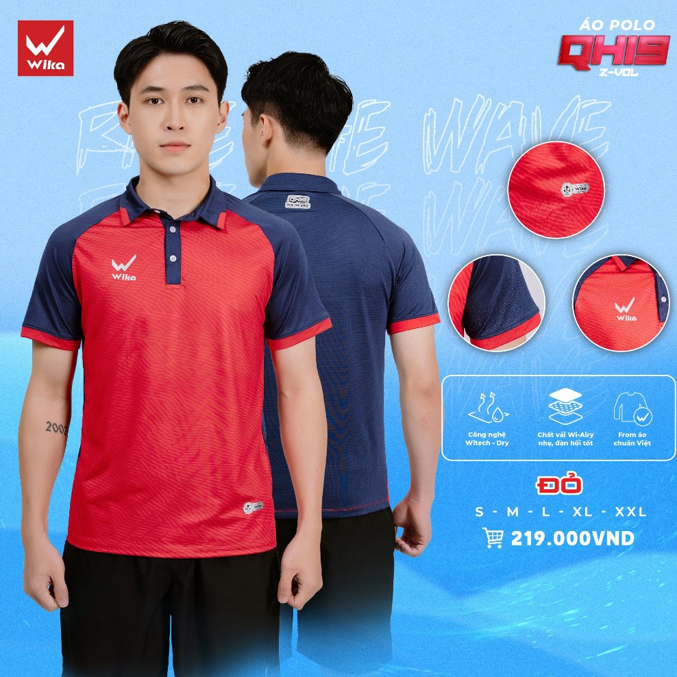 Áo Polo Thể Thao WIKA Quang Hải QH19 Z-VOL: Chất liệu nhẹ, thoáng