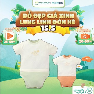 Bodychip cộc tay cho bé Mompa từ 0-9 tháng cài vai vải Petit co giãn mềm mại thoáng mát Jumpsuit 447