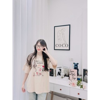 Áo Thun Nữ, Áo Phông Unisex By HEINZY Mã LH8 Chất Cotton Thoáng Mát Cổ Tròn Form Rộng Tay Lỡ Cho Nam Nữ