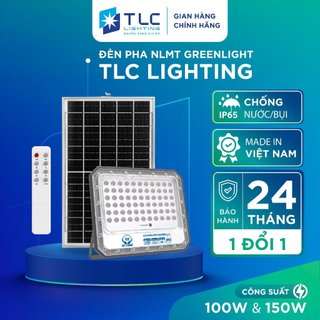  Đèn Pha Năng Lượng Mặt Trời Greenlight TLC LIGHTING Công suất 100W 150W Chống nước IP65 Có điểu khiển từ xa