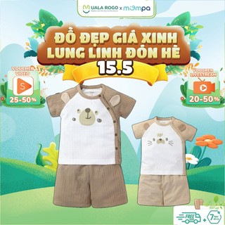 Bộ cộc tay cho bé sơ sinh Mompa 0 - 9 tháng cúc chéo vải Sợi tre Bamboo mềm mại thoáng mát thấm hút 289