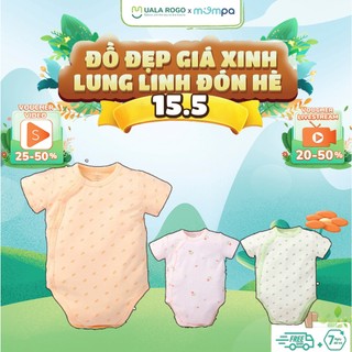 Bodychip cộc tay cho bé Mompa từ 0-9 tháng  cài vai vải PETIT co giãn mềm mại thoáng mát 425