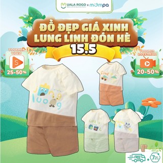 Bộ cộc tay cho bé Mompa từ 6 tháng-4 tuổi vải Petit lỗ thoáng mềm mịn thoáng khí cúc vai 293