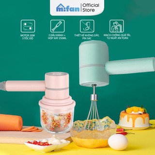 Máy Xay Tỏi Ớt Đánh Trứng Cầm Tay 3 Trong 1 Đa Năng Pin Sạc MIFAN - Xay thịt hạt tiêu gia vị đánh sữa cafe mini