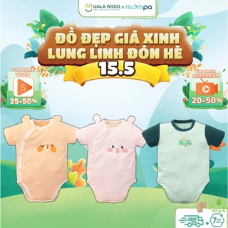 Bodychip cộc tay cho bé Mompa từ 0 - 9 tháng cài chéo vải PETIT co giãn mềm mại thoáng mát 426