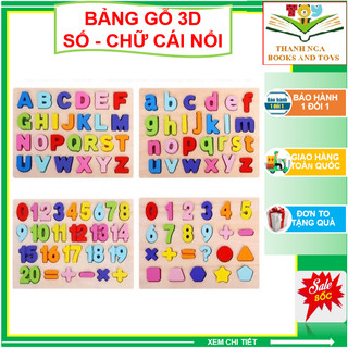 Đồ Chơi Gỗ - Bảng Gỗ 3D - Bảng Ghép Số, Phép Tính, Chữ Cái Nổi Tiếng Việt