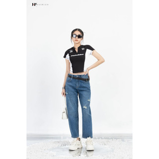 Quần Jeans Nữ JP FASHION Dáng Baggy, Quần Bò Ống Đứng Cạp Cao Co Dãn Tốt Tôn Form Vòng Ba 11109723