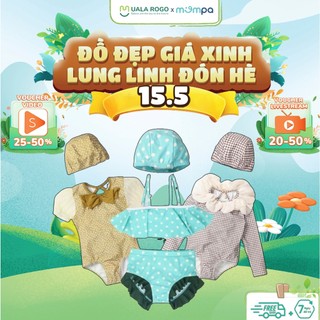 Đồ bơi bé gái Mompa 2-6 tuổi bộ Bikini tặng kèm mũ bơi vải Cotton 100 101 102