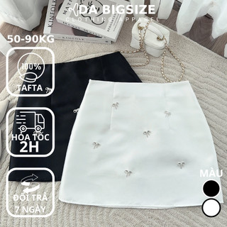 DA BIGSIZE - Chân Váy Nữ Bigsize , Chân Váy Chữ A Đính Nơ Da Chất Tafta Cao Cấp Dành Cho Người Mập 50-90kg