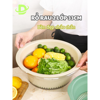 Rổ Nhựa Đựng Rau 2 Lớp Cao Cấp, Rổ Đựng Rau Thiết Kế Thoát Nước Siêu Tiện Lợi DAILYMALL