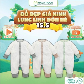 Bộ Bodysuit cho bé sơ sinh Ualarogo 0-12 tháng dài tay cúc giữa vải Modal 3709