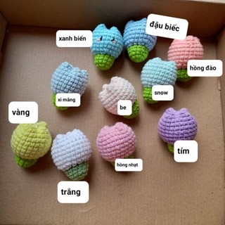 móc khóa hoa tulip mini 4cm bằng len handmade