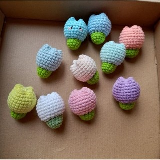 móc khóa hoa tulip mini 4cm bằng len handmade