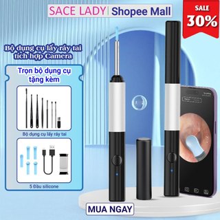 Dụng cụ lấy ráy tai SACE LADY có gắn camera tích hợp điện thoại hình ảnh sắc nét an toàn dùng cho người lớn và trẻ em