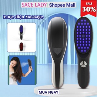 Lược điện chải tóc phun sương Sace Lady ion đỏ và xanh 3 tốc độ giúp massage đầu chải thẳng và lưu thông máu