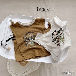 Áo ba lỗ cotton Mountain hình in thỏ sắc nét Bernie cho bé
