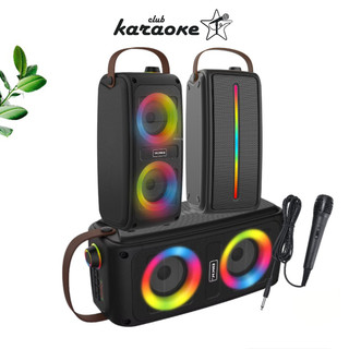Loa karaoke bluetooth xách tay Club BK87A Tặng kèm mic có dây hát liên tục 6 giờ