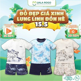 Bộ cộc tay cho bé Ualarogo 9 tháng - 4 tuổi vải Petit thấm hút thoáng mát co giãn mềm mại 2306