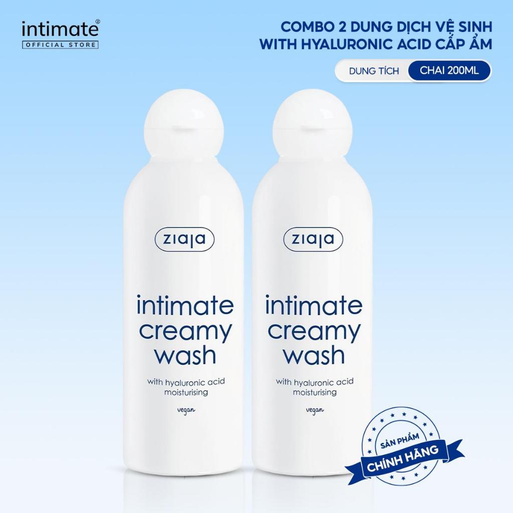Combo 2 Chai Dung Dịch Vệ Sinh Phụ Nữ Intimate With Hyaluronic Acid ZIAJA Hỗ Trợ Dưỡng Ẩm, Làm Sạch 