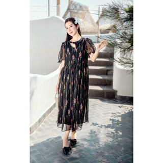 Petbychang - Đầm hoa babydoll cổ khoét cách điệu phù hợp đi làm hay đi chơi đều rất xinh