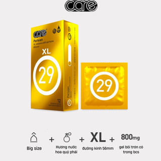 bao cao su size to, cỡ lớn 56mm CARE 29 bcs big size hương nước hoa, nhiều gel, kéo dài thời gian