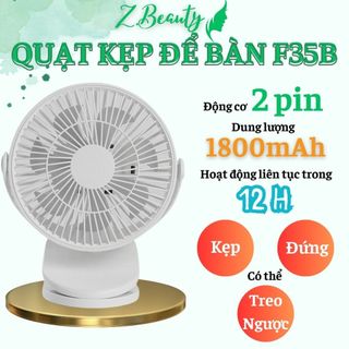 Quạt tích điện mini pin trâu, quạt kẹp bàn để bàn f35b, quạt tích điện 4 cấp độ gió siêu mát