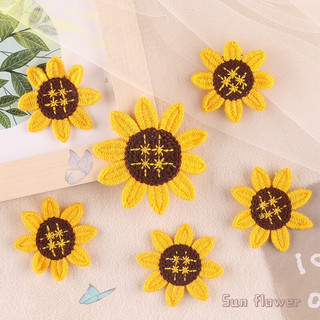 Hoa, miếng vá trang trí, sửa chữa may, khâu lên quần áo rách, trang trí khăn, túi, .. (Hoa hướng dương vàng)