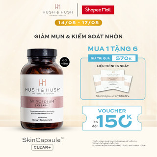 Viên Uống Giảm Mụn Giảm Nhờn - HUSH & HUSH SkinCapsule Clear+ Hộp 60 Viên